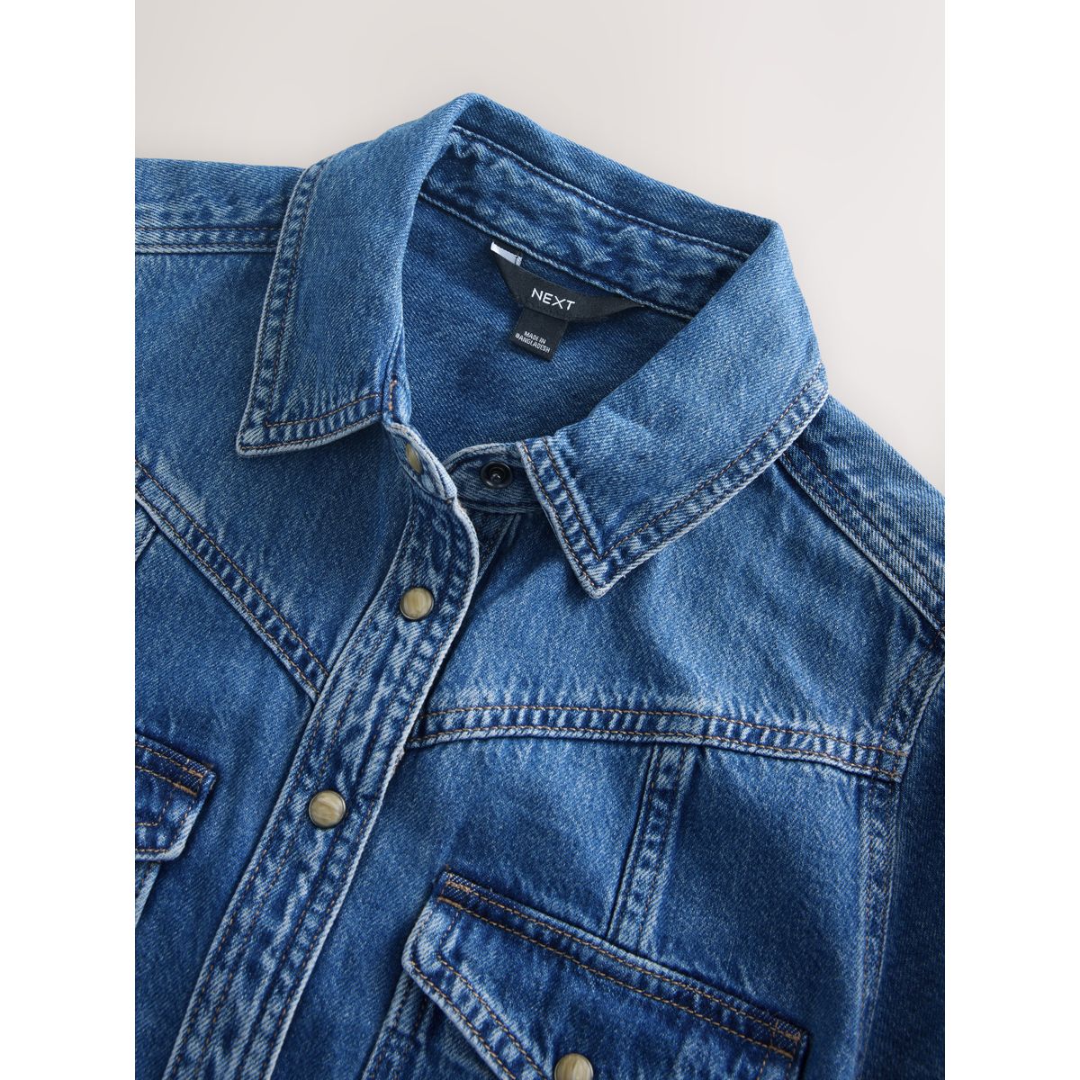 Robe chemise longue en denim bleu foncé, NEXT