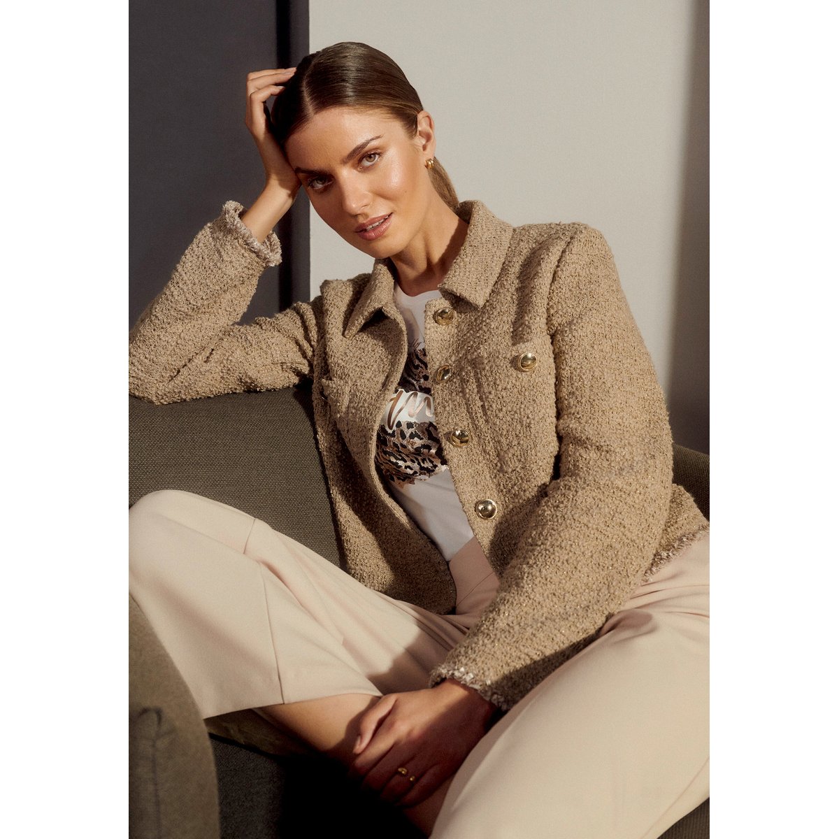 Veste blazer à manches longues beige, BETTY BARCLAY