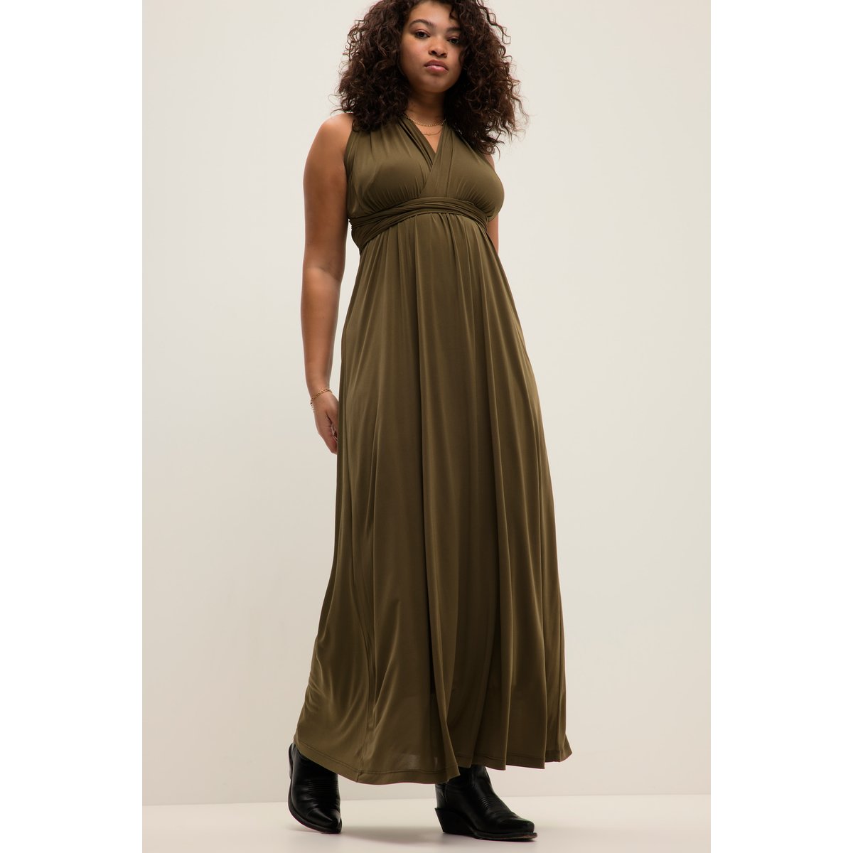 Robe portefeuille en jersey kaki, STUDIO UNTOLD