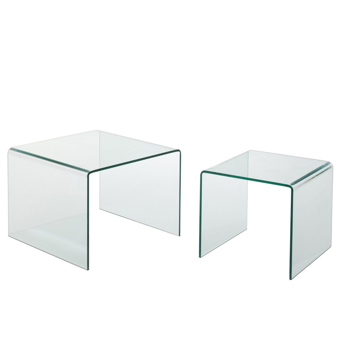 Tables basses carrées gigognes en verre L65 (set de 2) - GALLE transparent, HELLIN, DEPUIS 1862