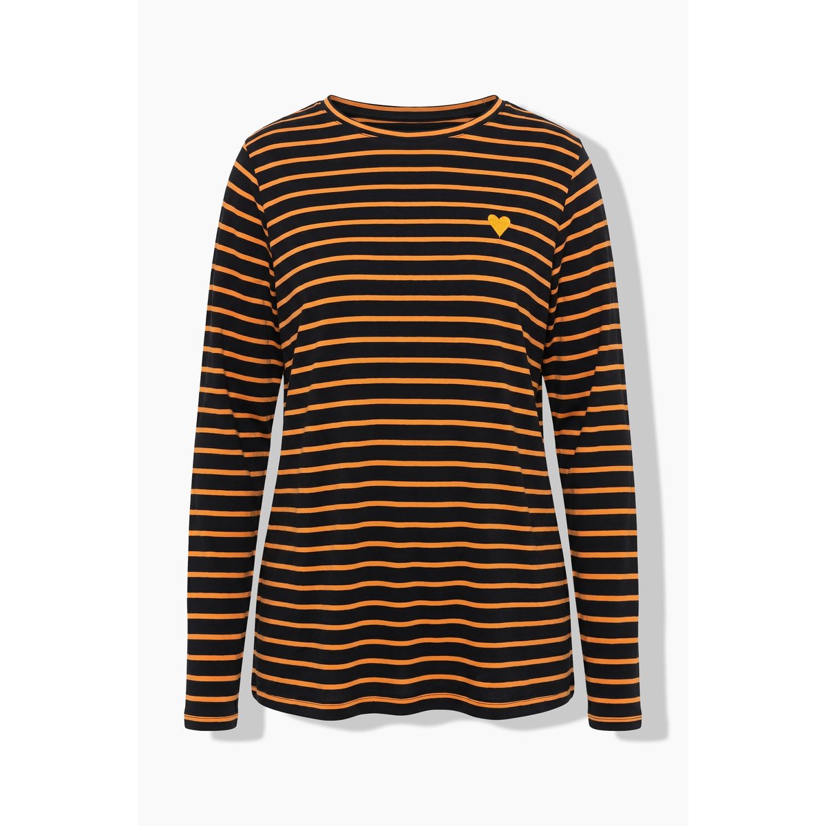 T-shirt rayé, cœur sur le buste noir, ULLA POPKEN