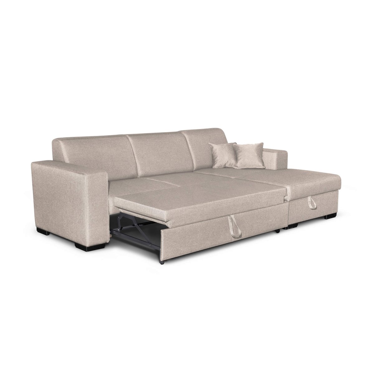 Canapé convertible d'angle droit 4 places beige, TERRE DE NUIT