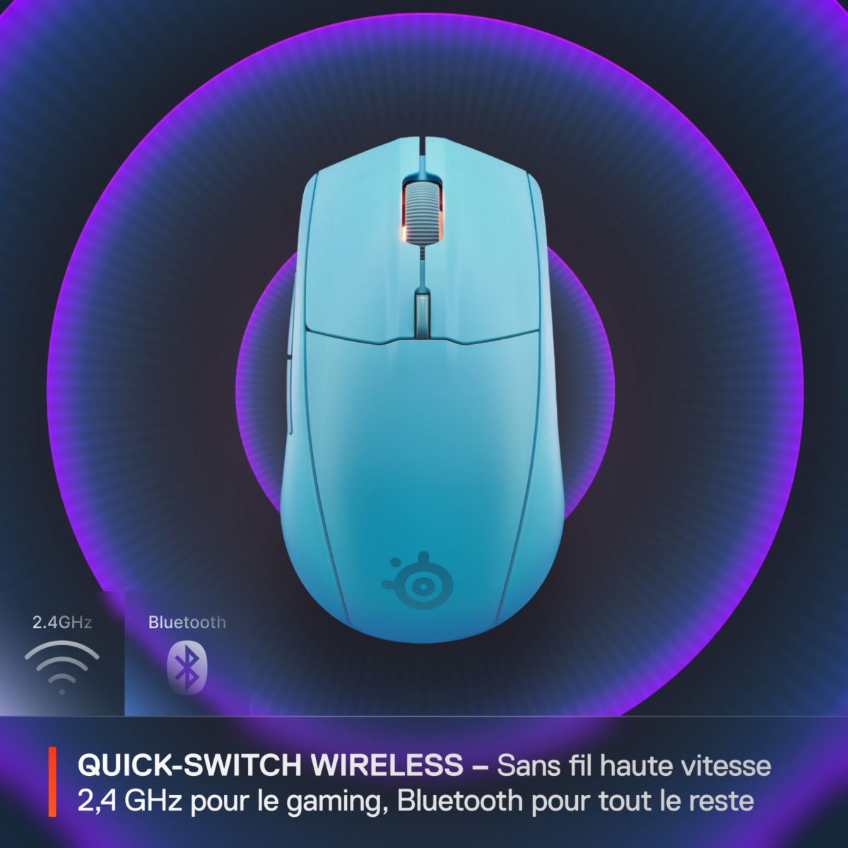 Souris Gamer Sans Fil Rival 3 WL Gen 2 Aqua couleur unique, STEELSERIES