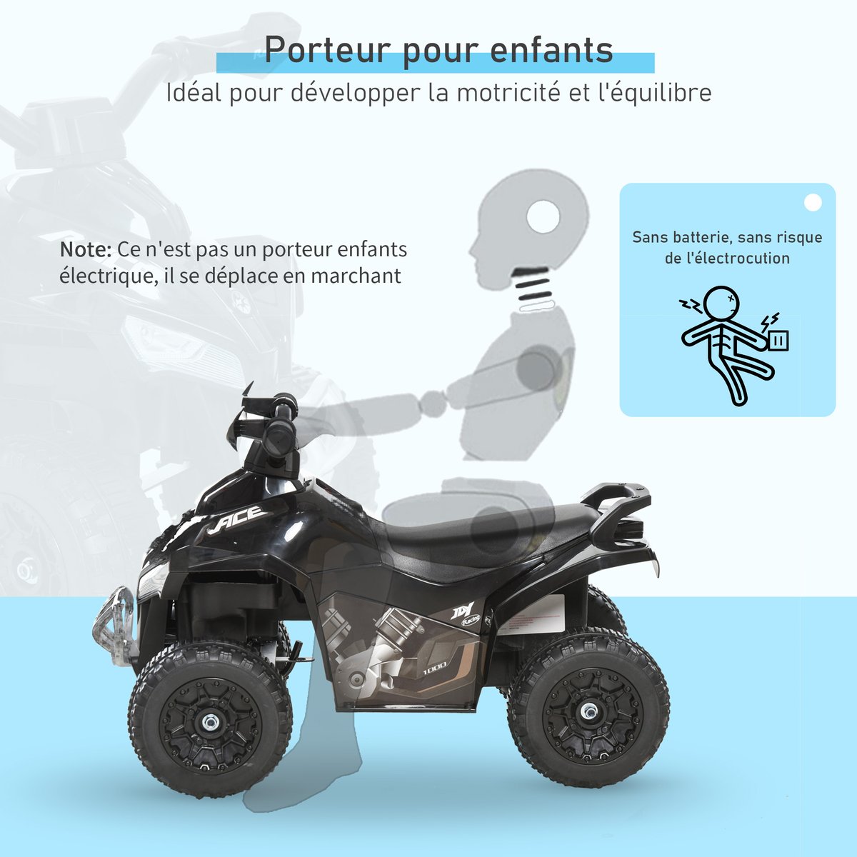Voiture à glissière pour enfants Plastique noir, HOMCOM