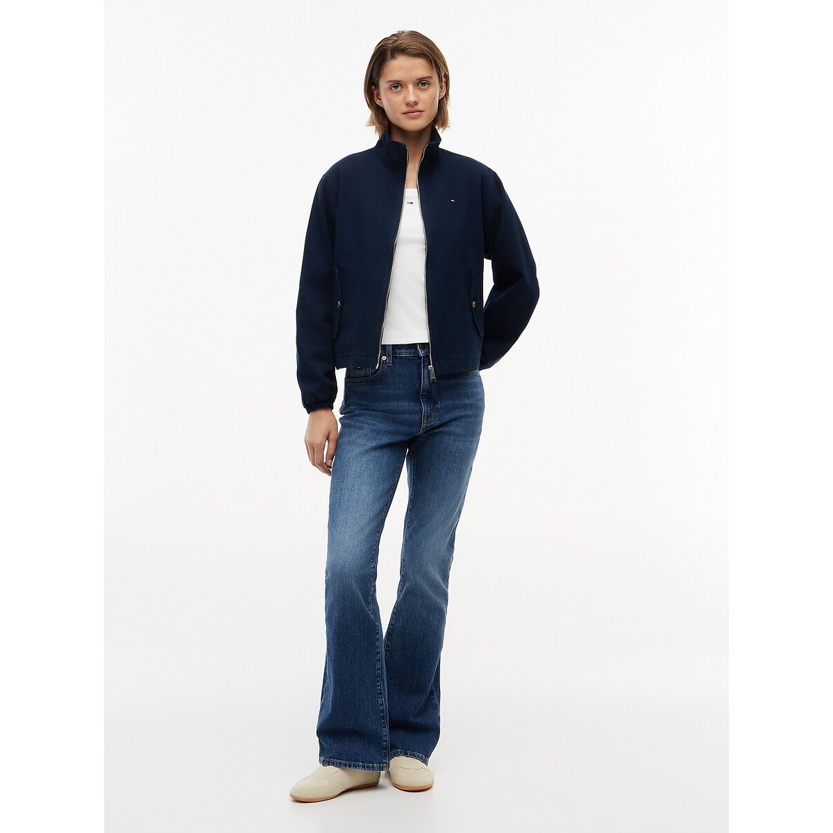 Blouson zippé en toile de coton marine, TOMMY JEANS