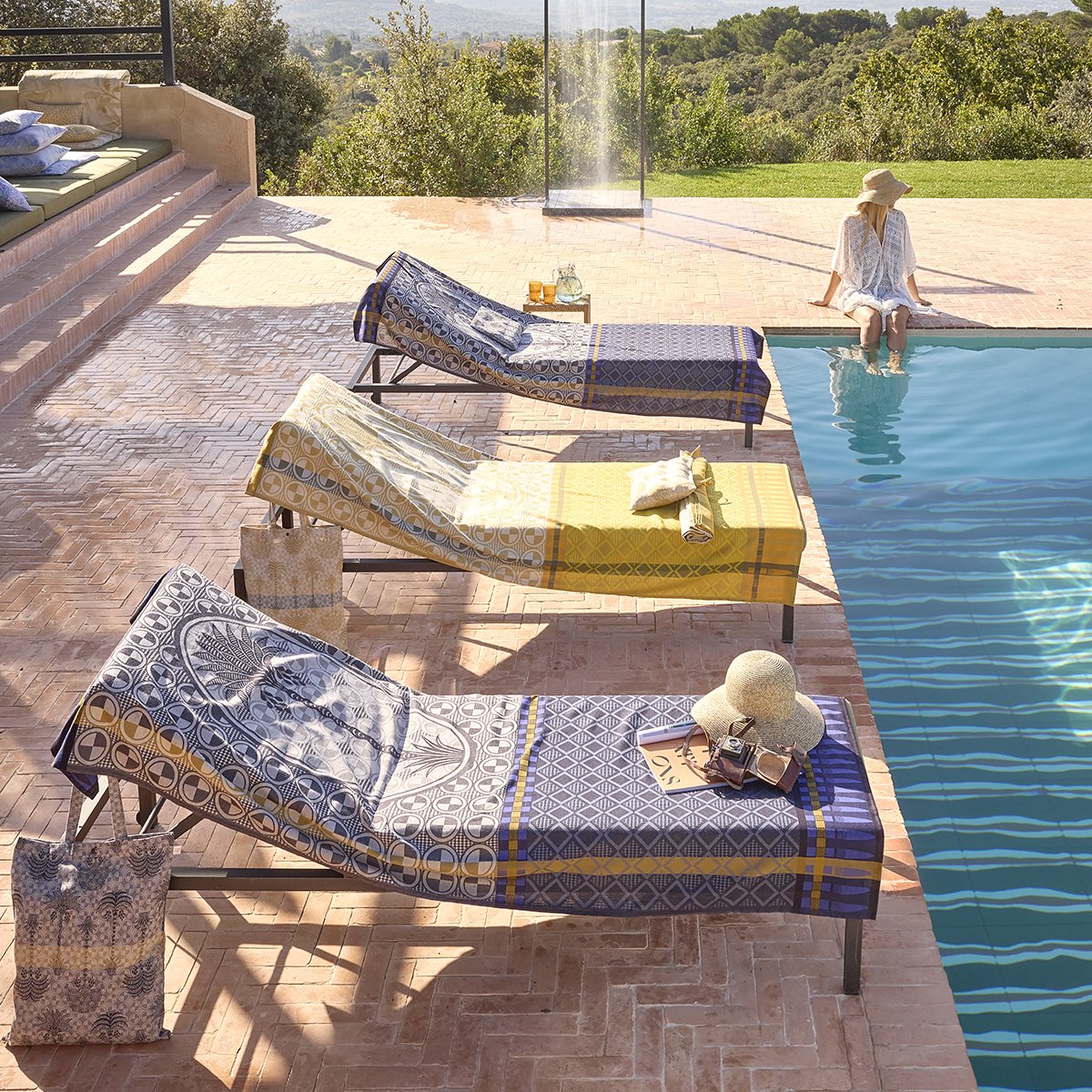 Drap de plage 185 g/m², PALMERAIE oasis, LE JACQUARD FRANCAIS