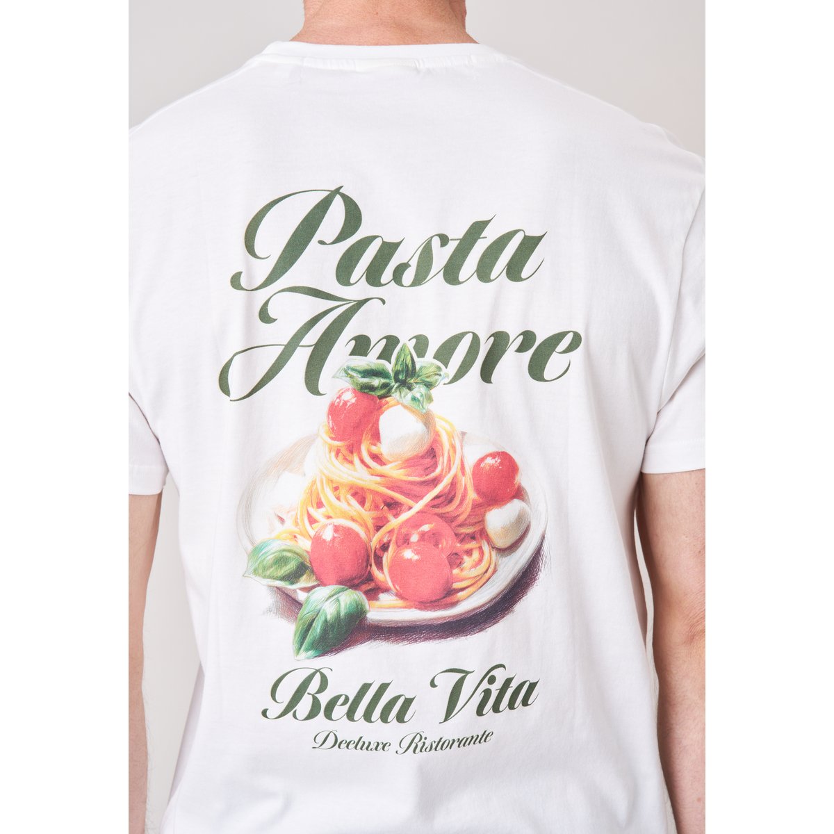 T-shirt loose homme en 100% coton imprimé pasta amore PASTA natural, DEELUXE