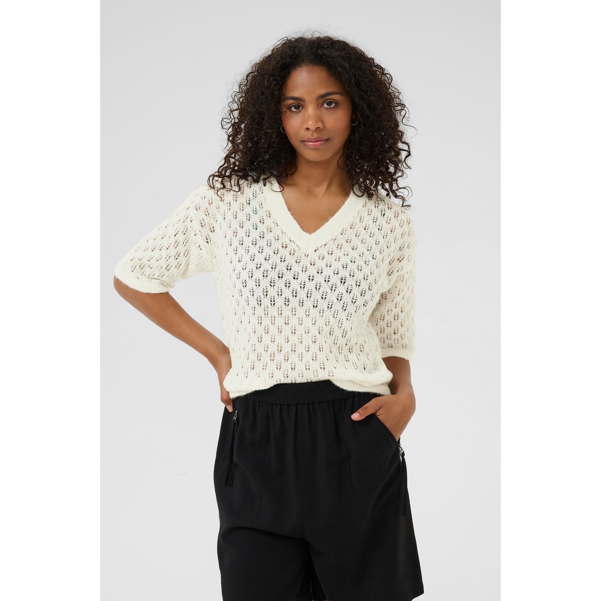 Pullover tricoté blanc, KAFFE