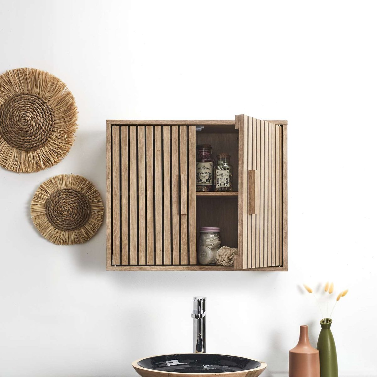 Armoire murale 2 portes en bois SAULK marron, THE HOME DECO FACTORY