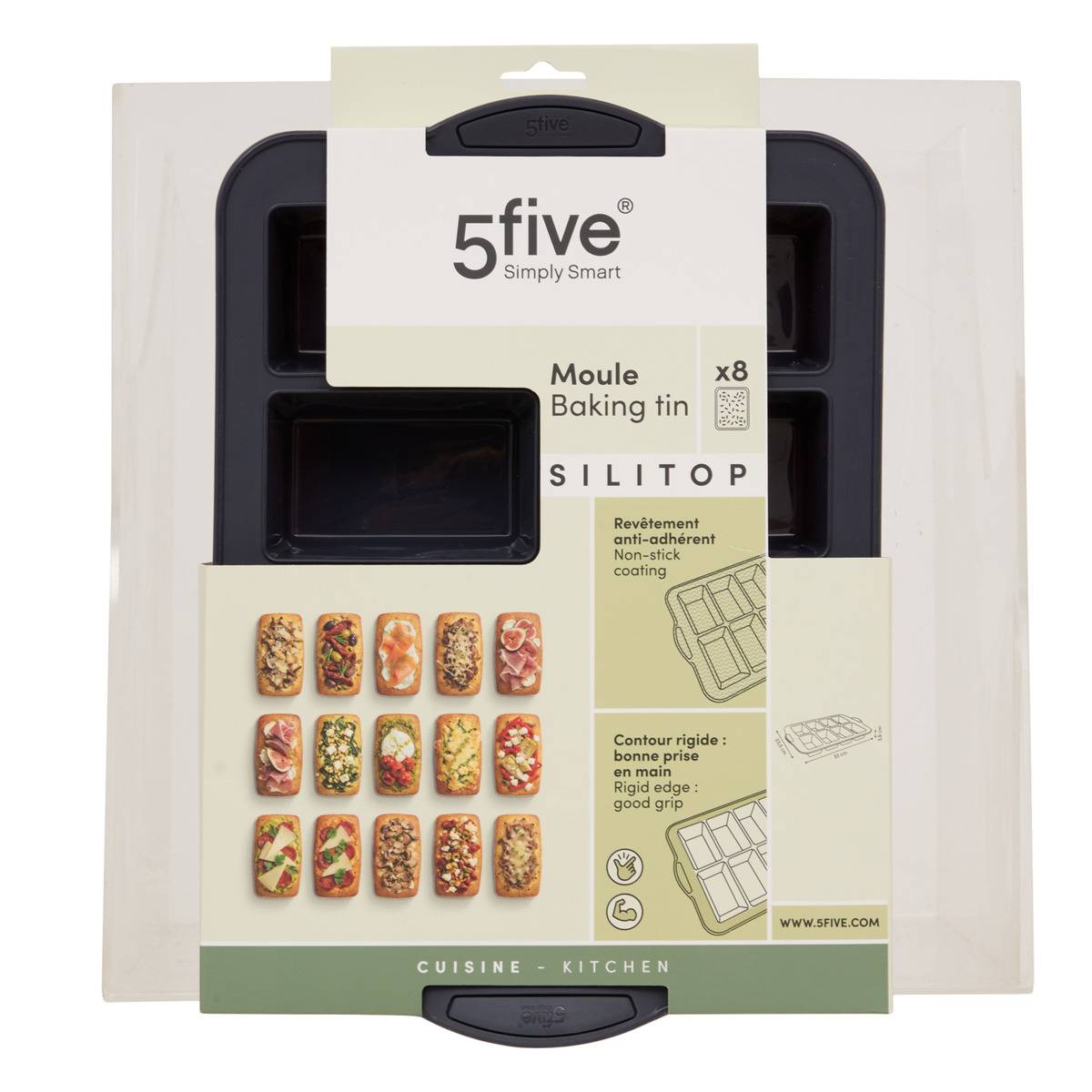 Moule mini cakes rectangulaire SILITOP gris, 5FIVE SIMPLY SMART