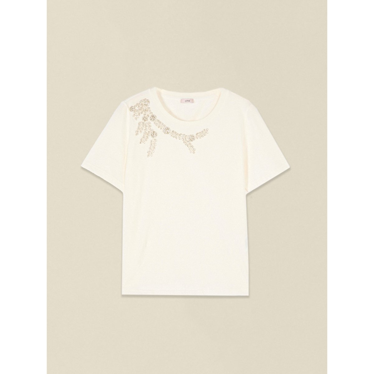 T-shirt avec broderie bijou blanc, OLTRE