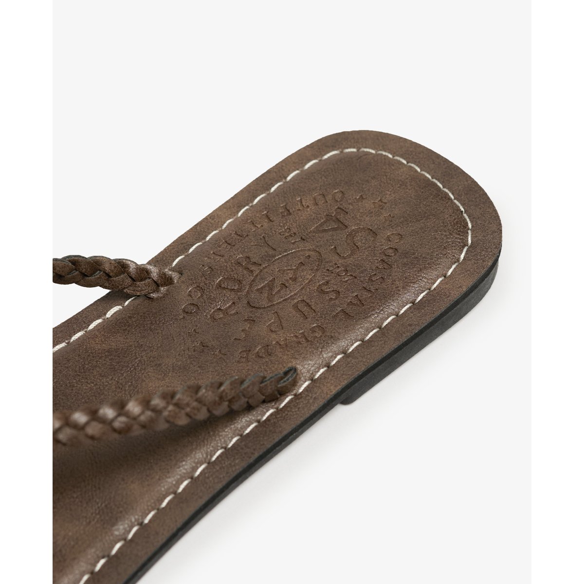 Tongs Tressées en Simili Cuir marron caramel, SUPERDRY