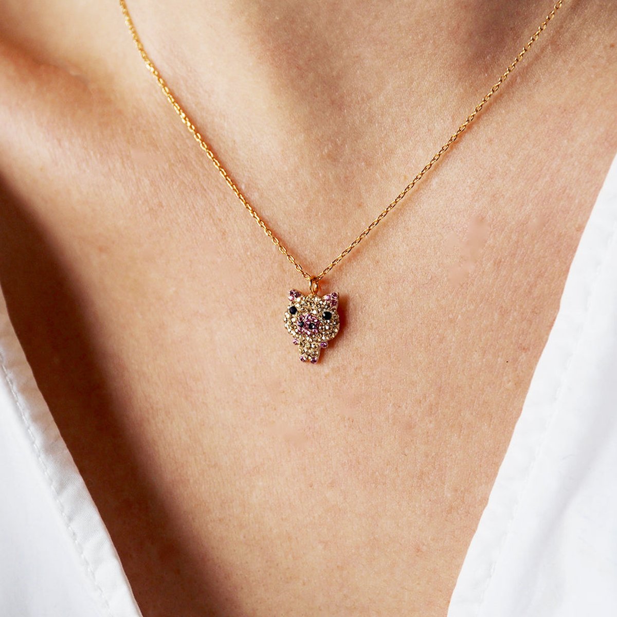 Collier kuchi pig kawaii rose, CAROLINE NAJMAN