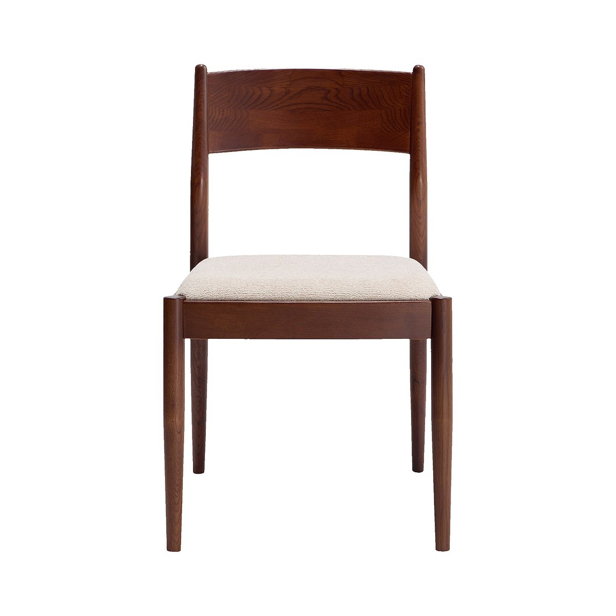 Lot de 2 chaises en tissu texturé et noyer massif crème, HABITAT