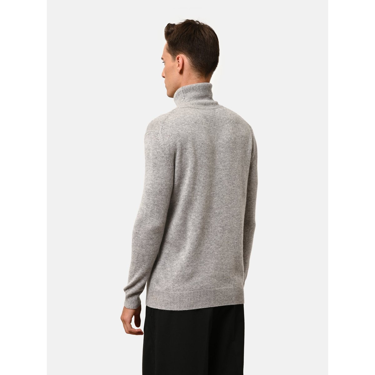 Pull Col Roulé 4 Fils Nuage Chiné Sacha gris clair chiné, JUST CASHMERE