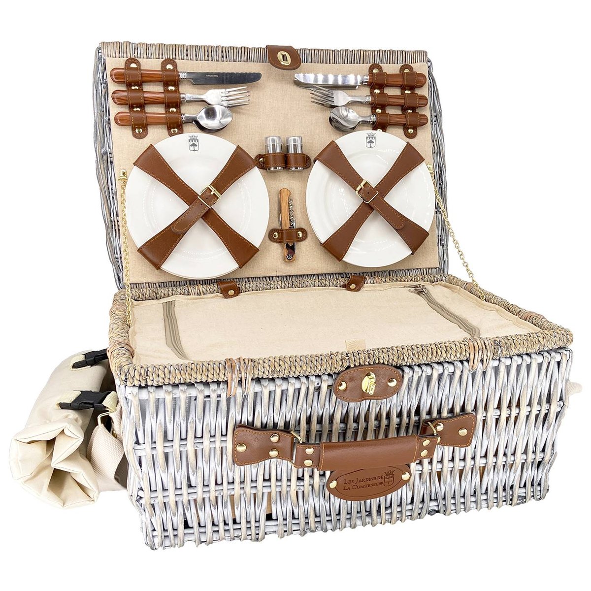 Panier pique-nique Angers 4 pers beige, LES JARDINS DE LA COMTESSE