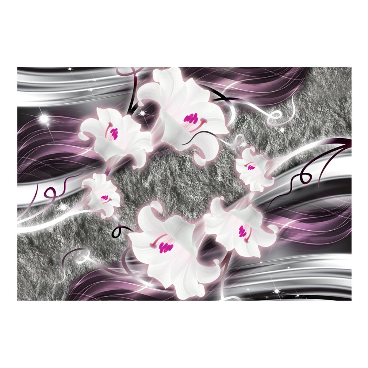 Papier peint intissé panoramique Fleurs Dance of charmed lilies violet, EDEN