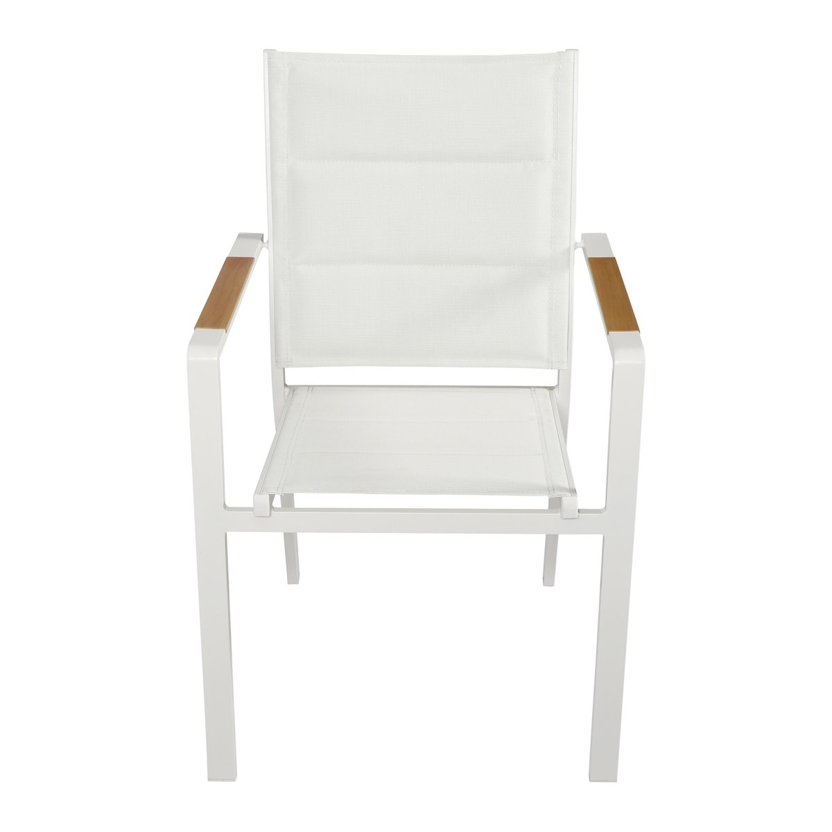 Chaise de jardin en aluminium et textilène avec accoudoirs - Lot de 2, CIOTAT blanc, OVIALA