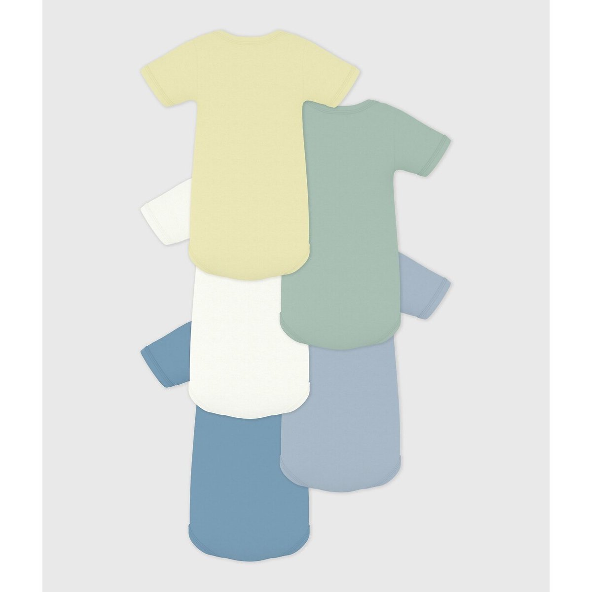Lot de 5 bodies manches courtes unis multicolore, PETIT BATEAU