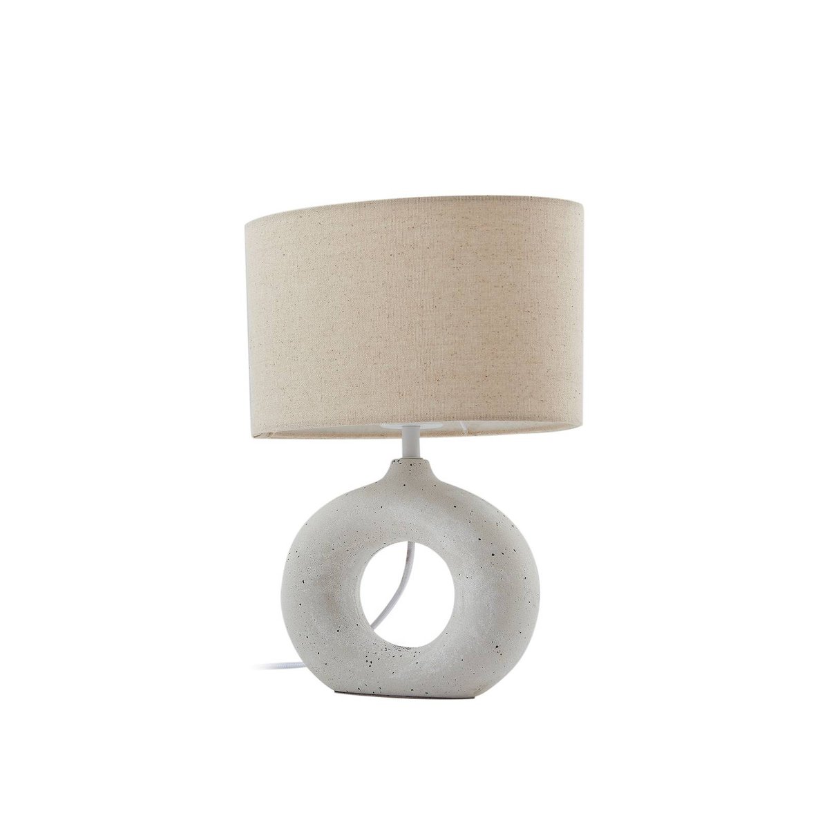 Lampe à poser en textile moderne, Kody beige, blanc, LINDBY
