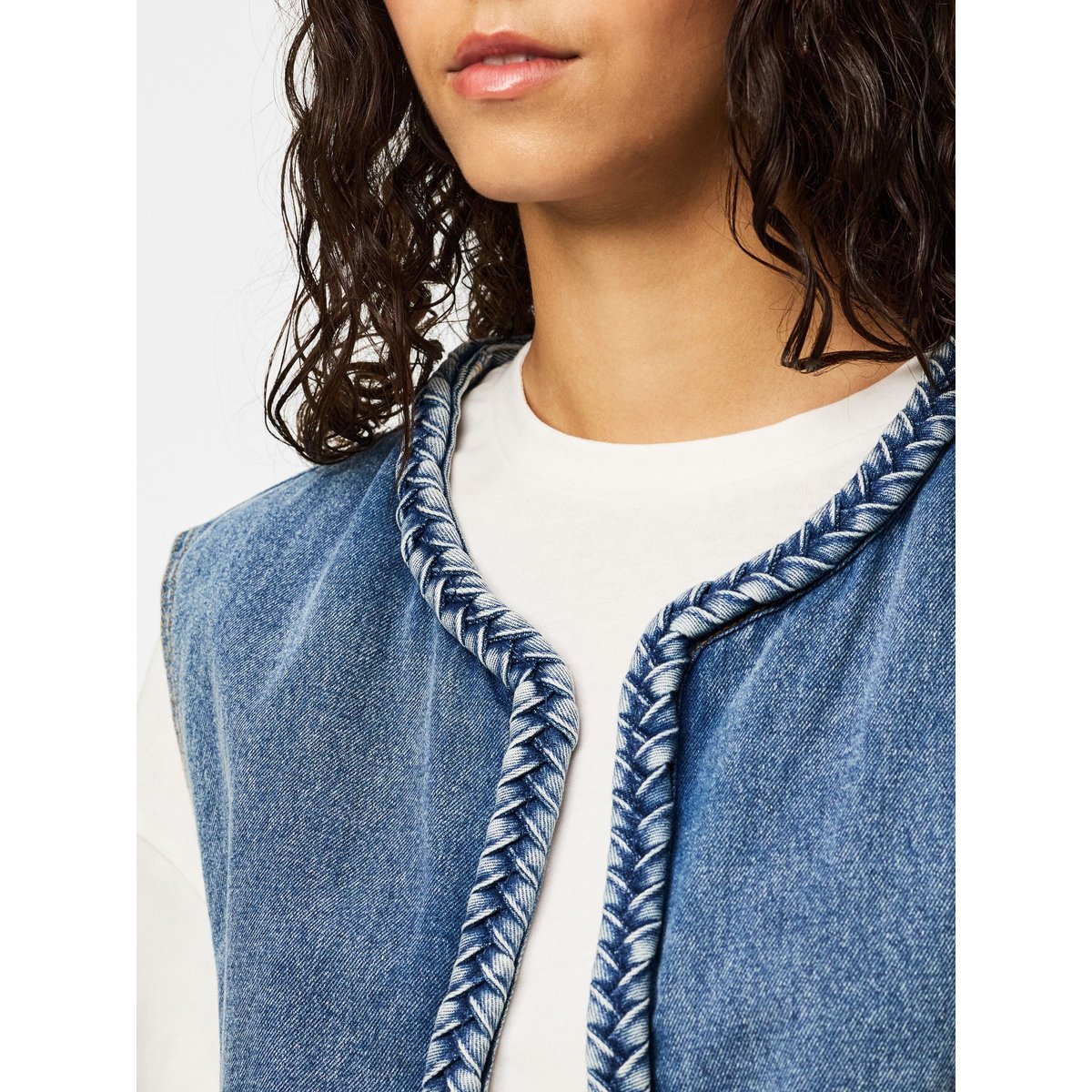 Gilet En Denim light blue denim, PIECES