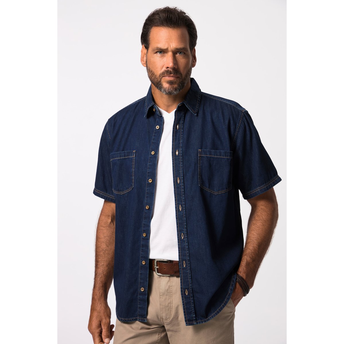 Chemise en jean, coupe Modern Fit jean bleu foncé, JP1880
