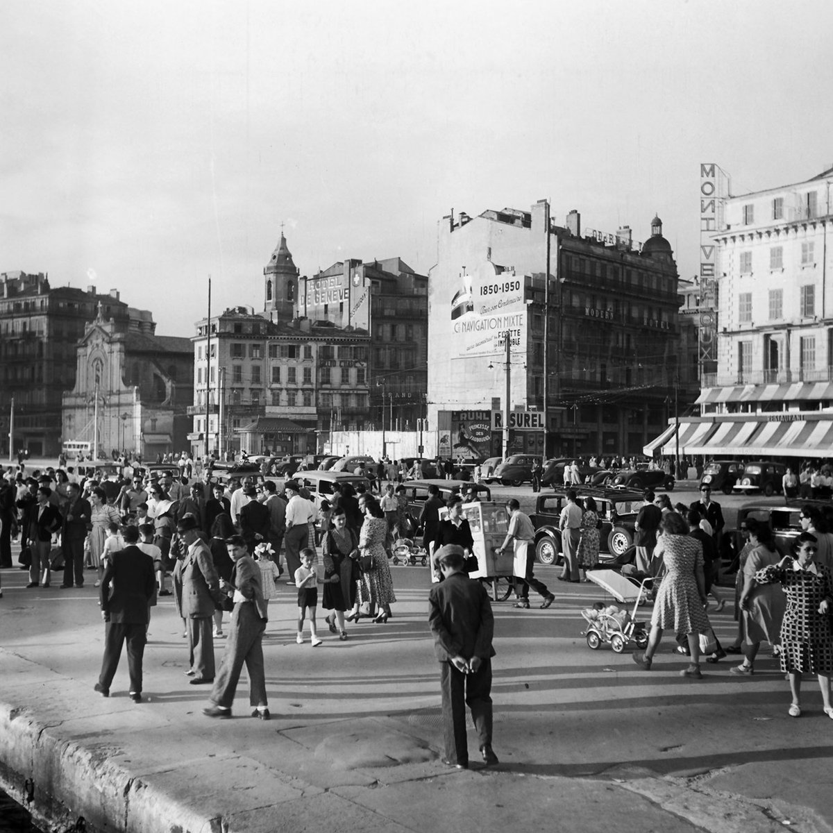 Photo vintage de Marseille - Quai des Belges tableau alu dibond, HEXOA
