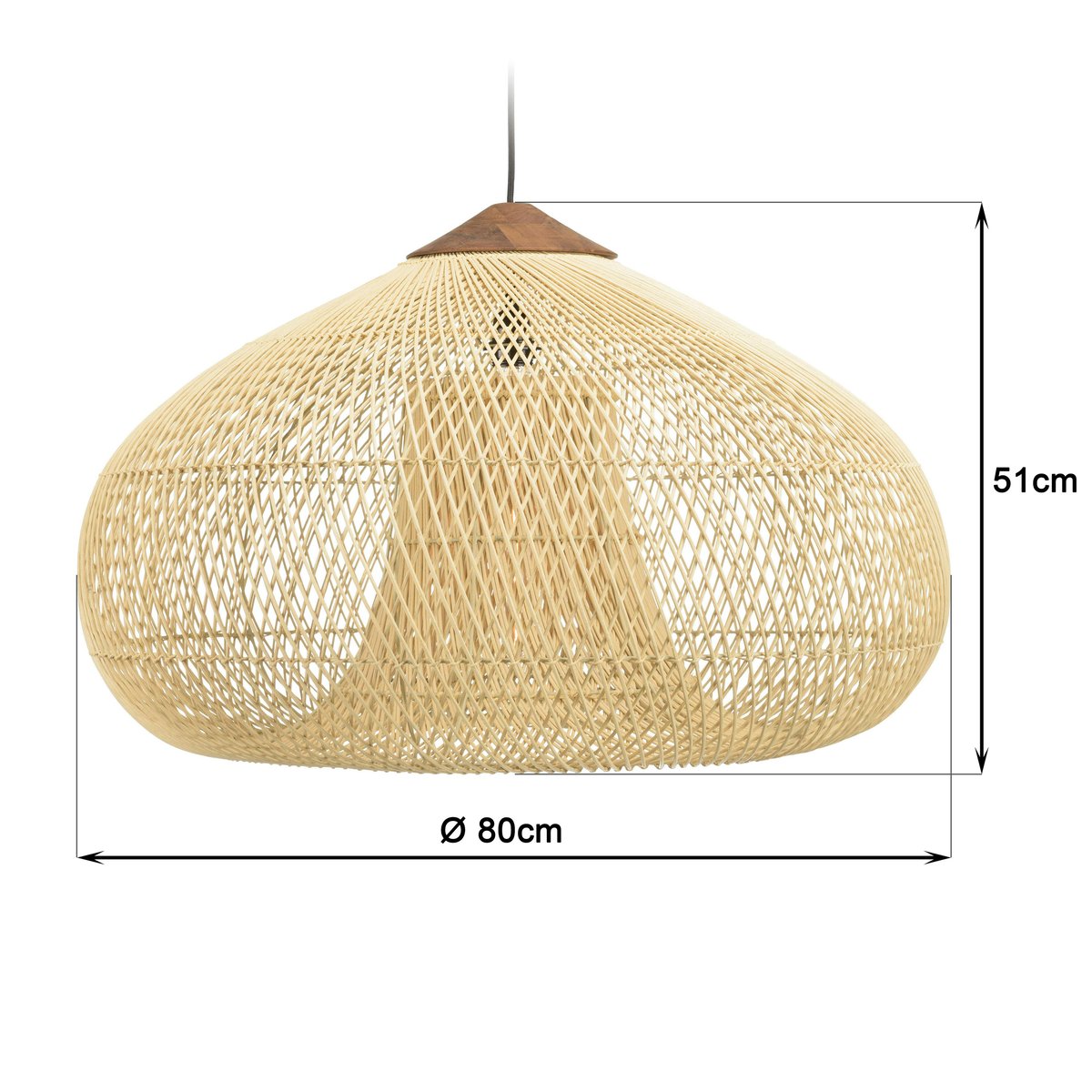 Suspension entonnoir en rotin 80cm FOLELLI ecru, PIER IMPORT