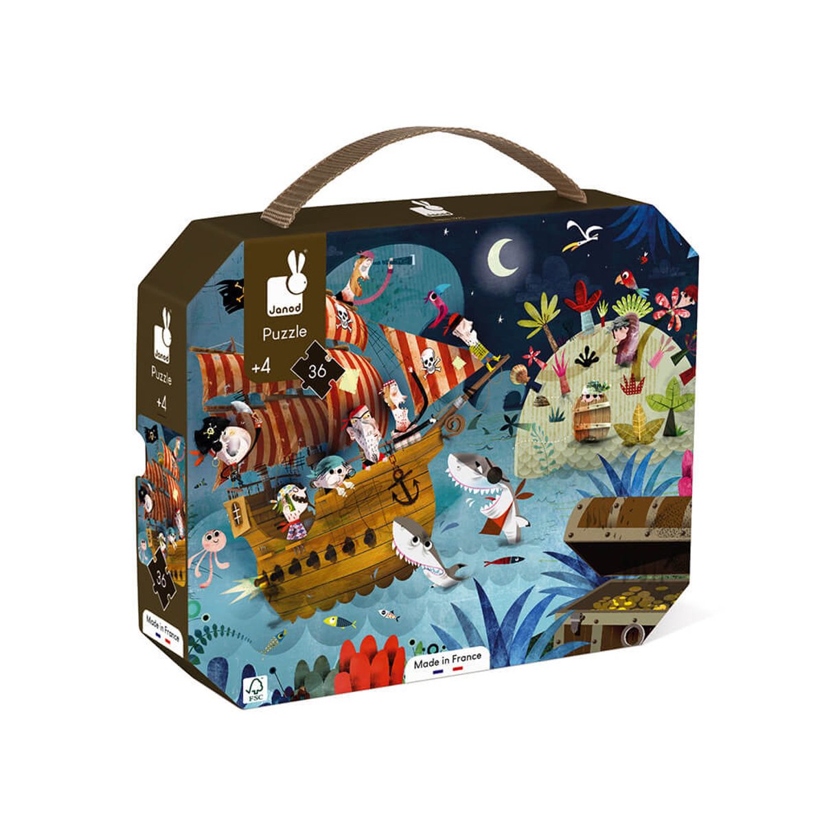 Puzzle Chasse au trésor 36 pcs marron, JANOD