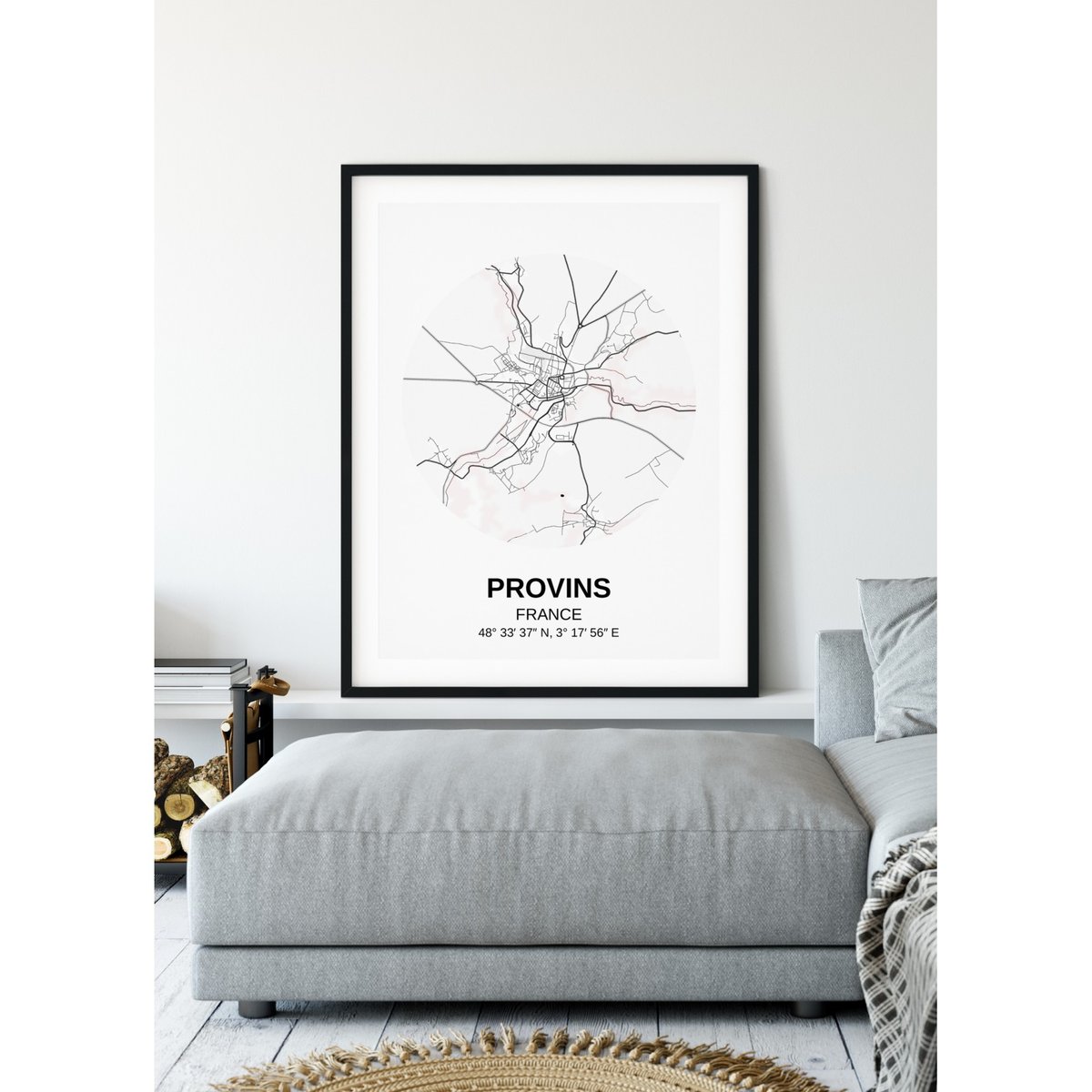 Affiche Carte Provins blanc, L'AFFICHERIE