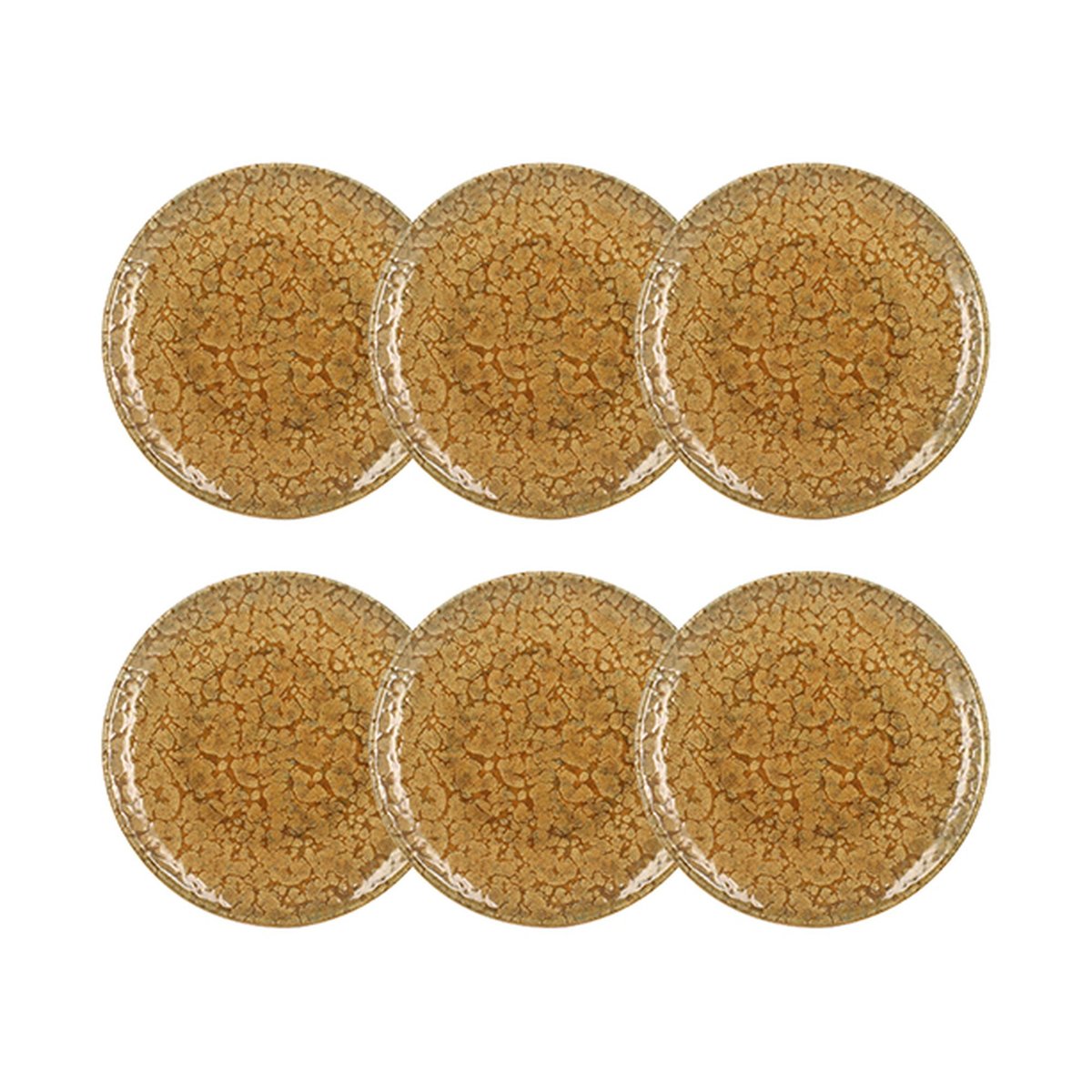 Lot de 6 assiettes à dessert 20cm en grès, NATURA jaune, NOVASTYL