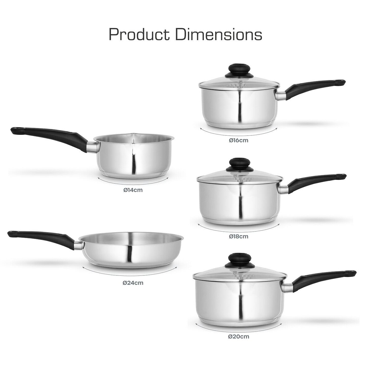 5-Piece Townhouse Cookware Set silver-coloured, SWAN