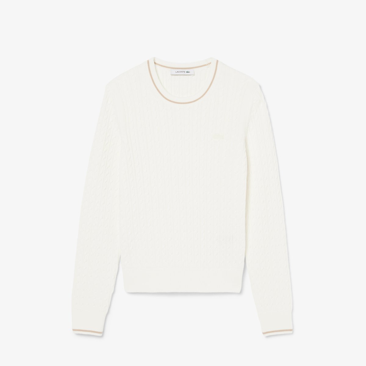 Pull col rond à manches longues blanc-70v, LACOSTE