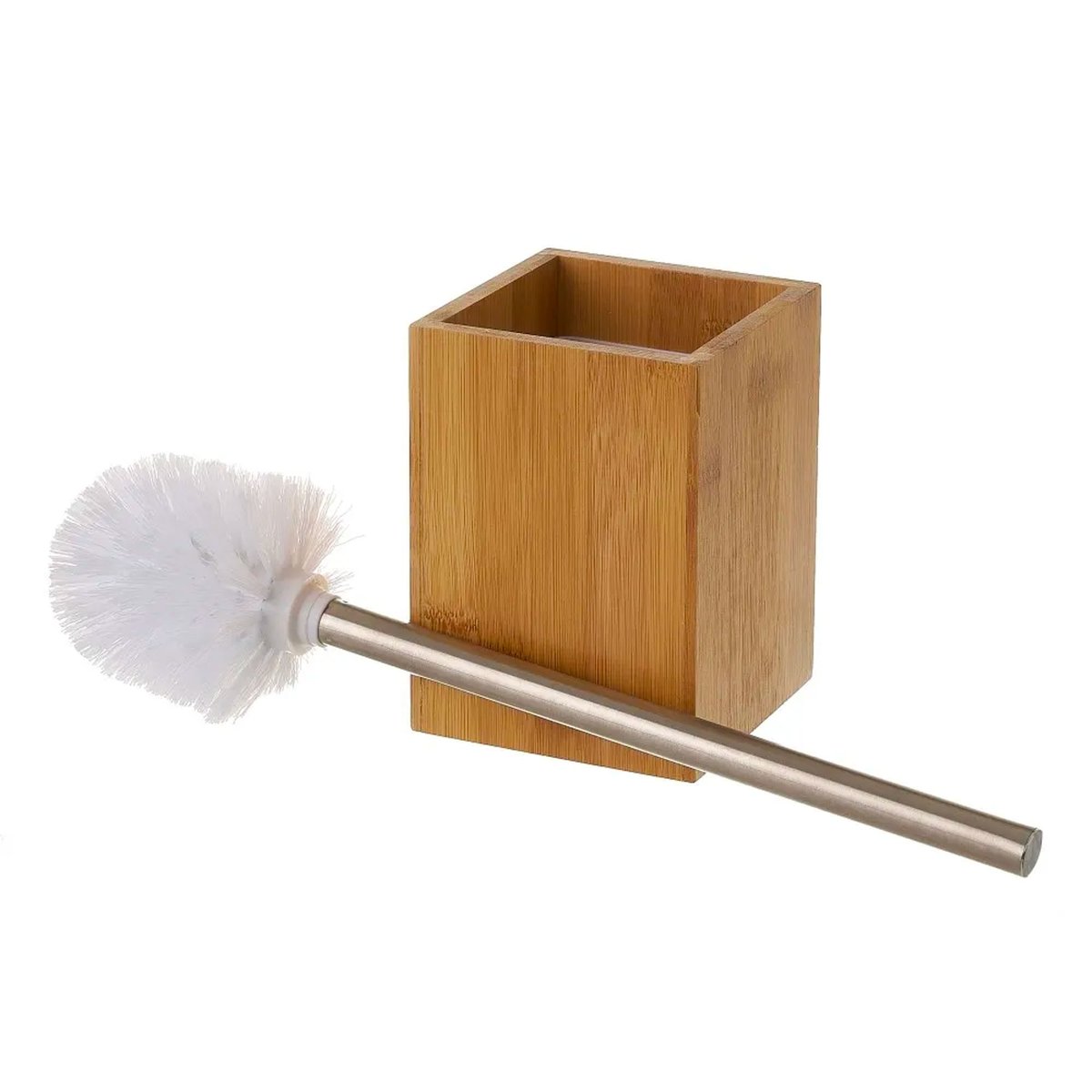 Brosse WC en bambou base carrée 10x10x36.5cm bois, WADIGA