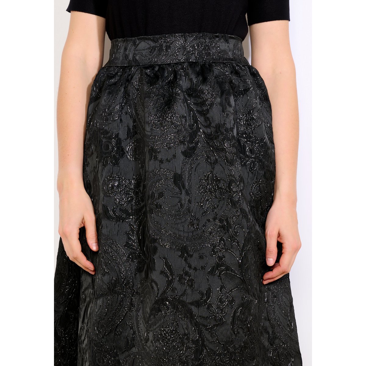 Jupe jacquard midi noir, LOLALIZA