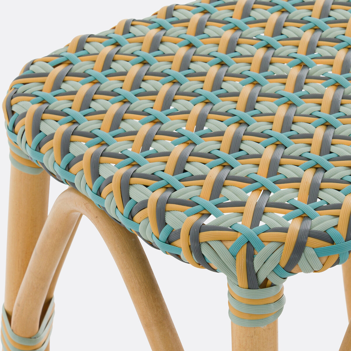 Tabouret de bar, en canne de rotin et résine tressée, hauteur 66 cm, MUSETTE vert multicolore, LA REDOUTE INTERIEURS