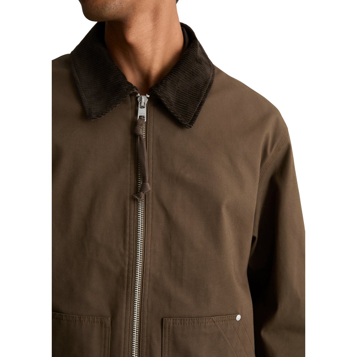 Veste de travail décontractée en toile de coton recyclée marron foncé, MARC O’POLO DENIM