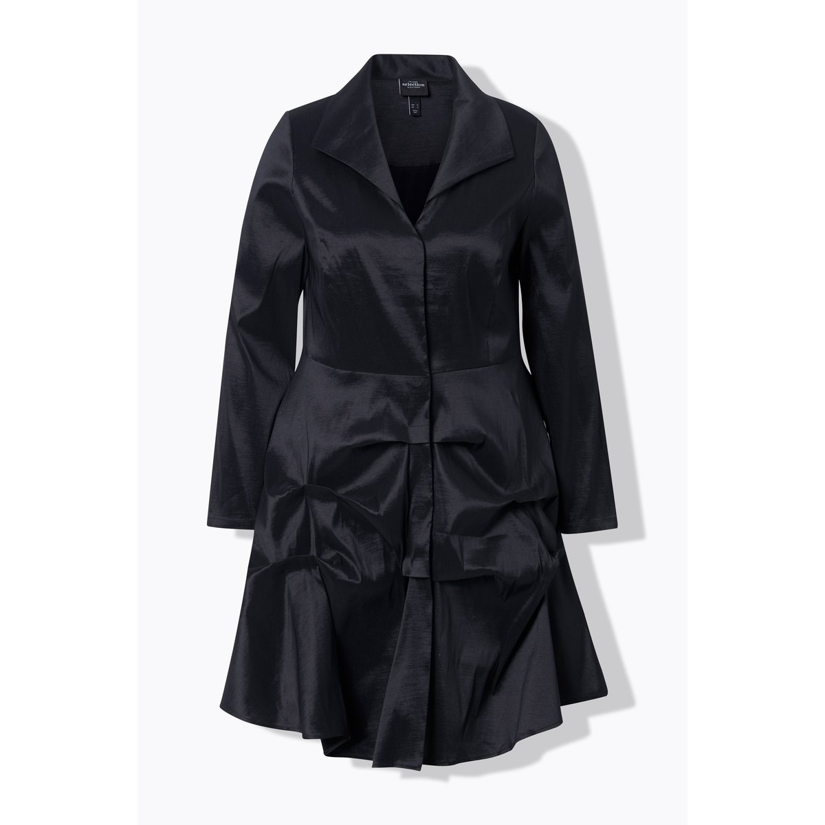 Veste longue à col pelle à tarte noir, ULLA POPKEN