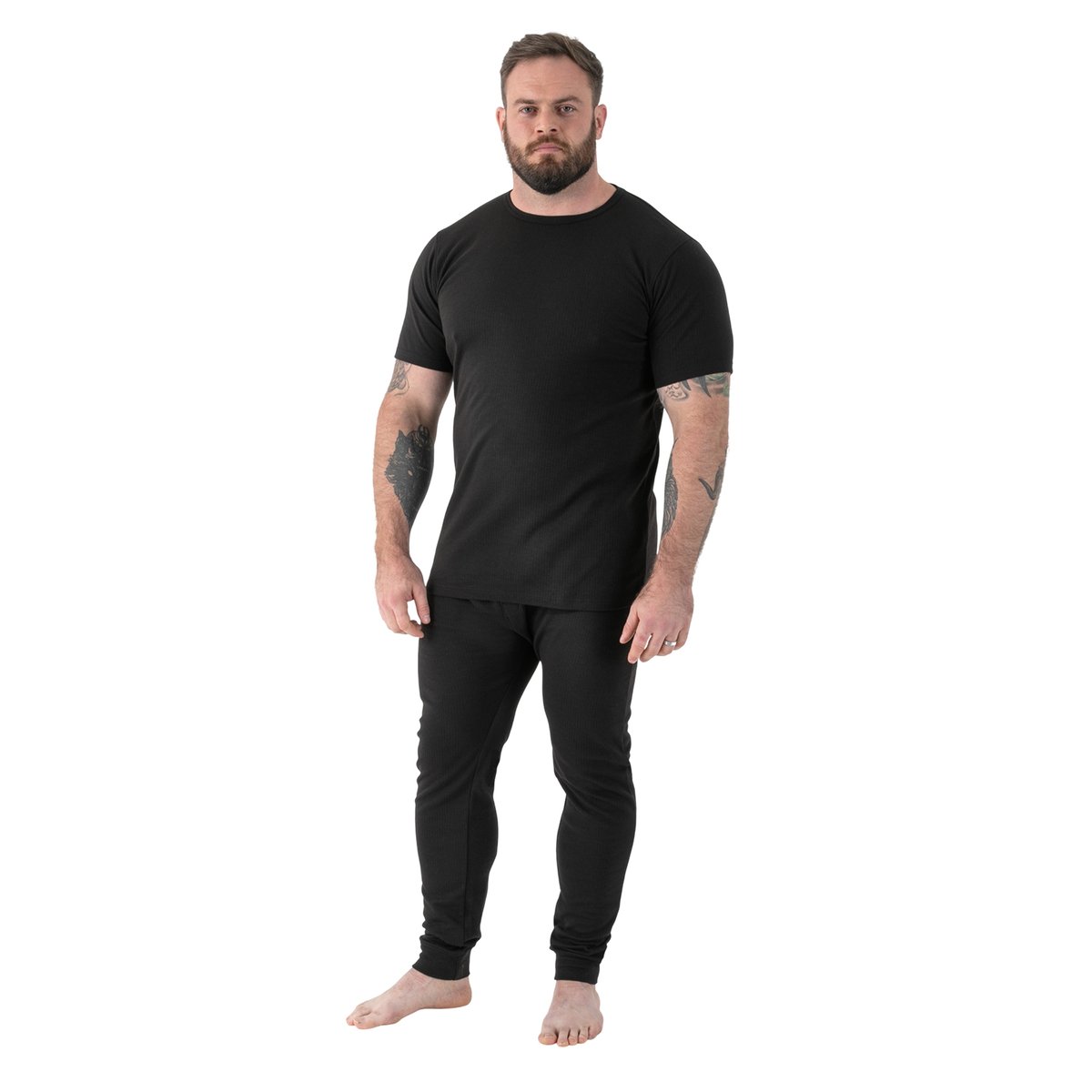 T-shirt uni manches courtes grande taille MOTHERWELL noir, DUKE