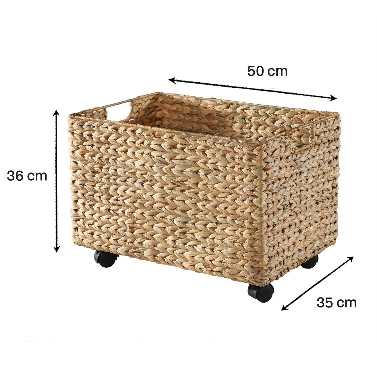 Coffre à jouet à roulettes en jacinthe d'eau - L50 cm beige, CALICOSY