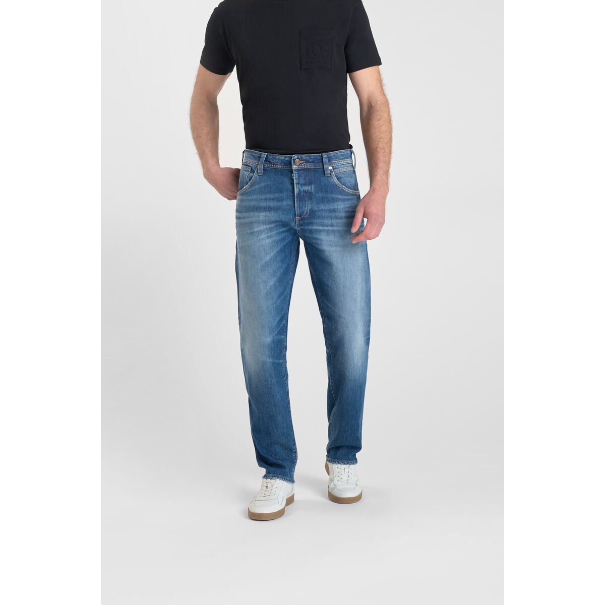 Jeans droite loose, longueur 34 blue, LE TEMPS DES CERISES