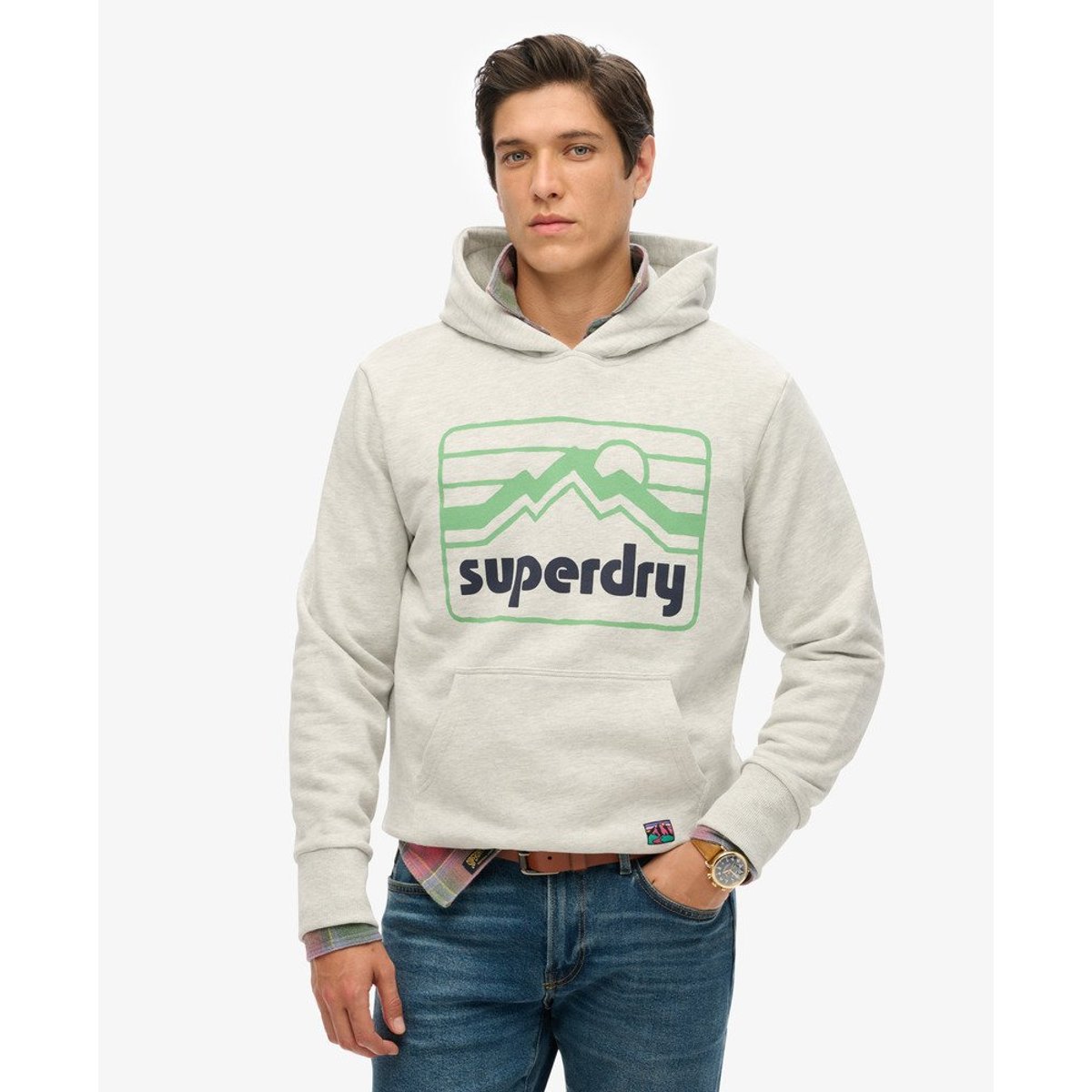 Sweat à capuche Vintage 90s Terrain gris glacier chiné, SUPERDRY