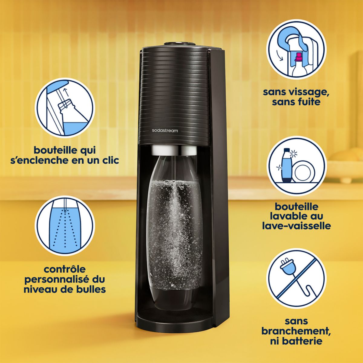 Machine à Soda Terra avec 1 bouteille noir, SODASTREAM