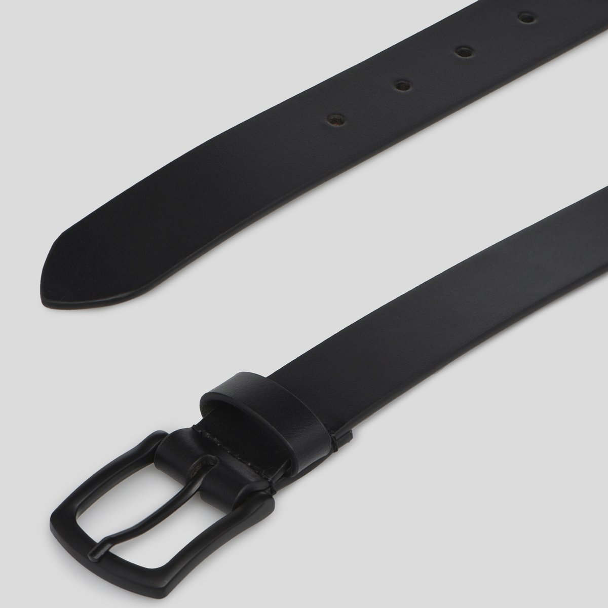 Ceinture en cuir lisse noir, MONOPRIX