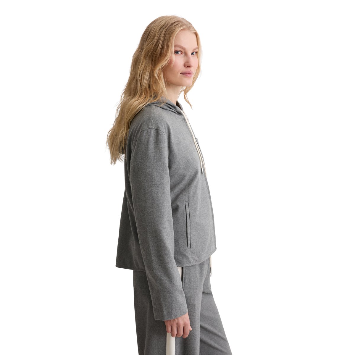 Veste à capuche d'intérieur regular en polyester et viscose recyclés gris, MARC O'POLO