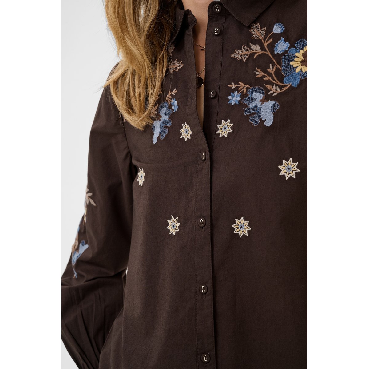Chemise à manches longues marron java, CREAM