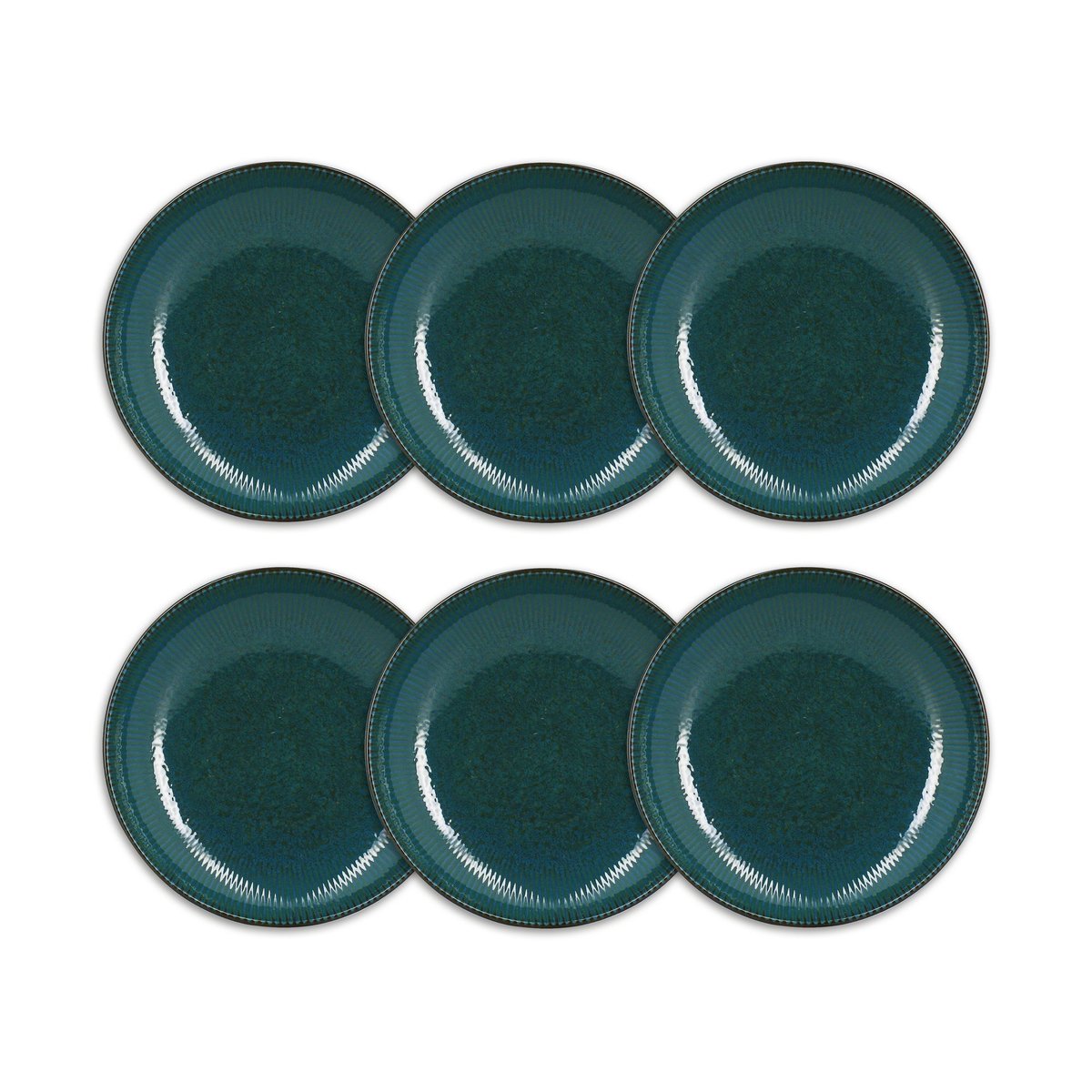 Lot de 6 assiettes creuses 22cm en porcelaine, LUNEA bleu, OGO LIVING