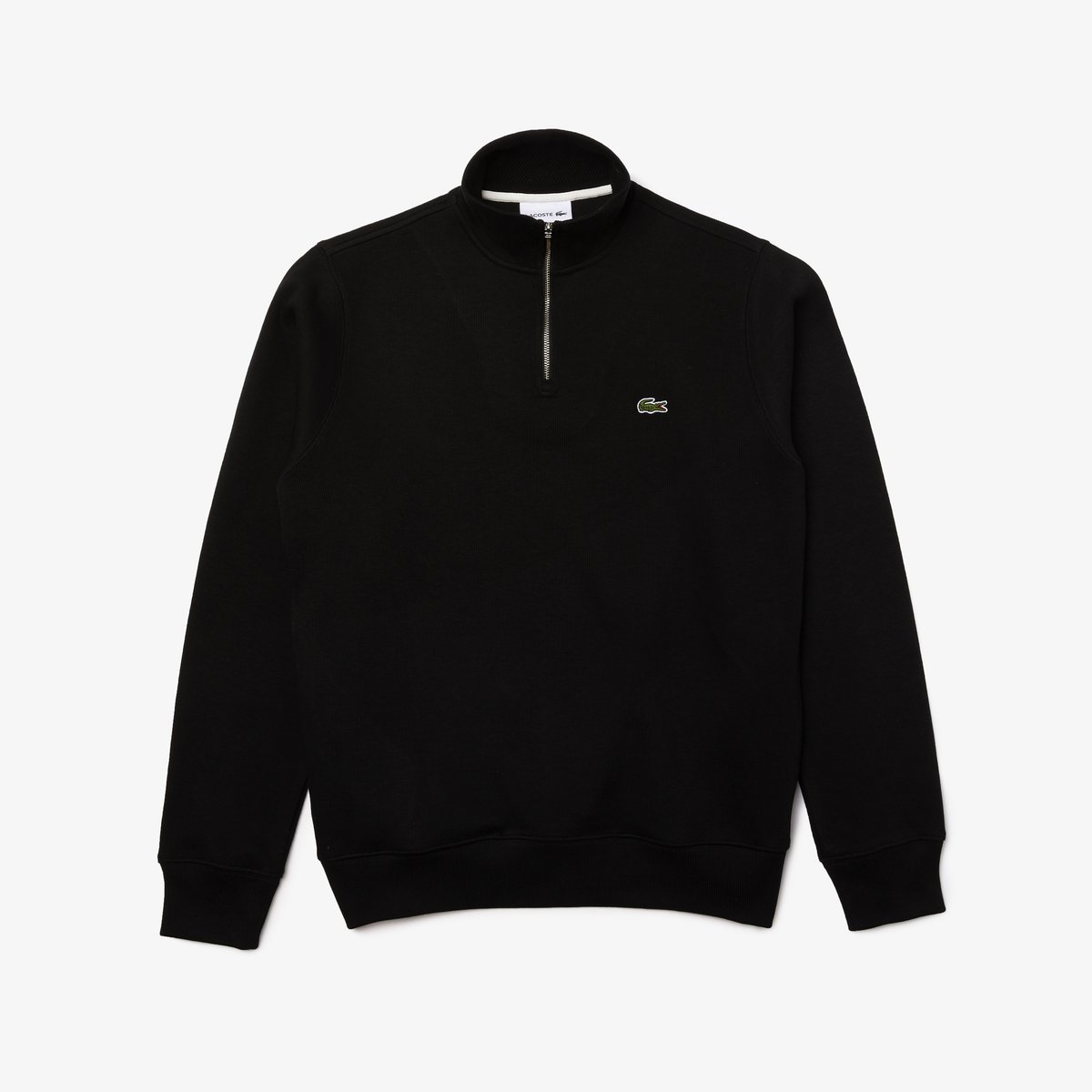 Sweatshirt zippé interlock col montant noir-031, LACOSTE