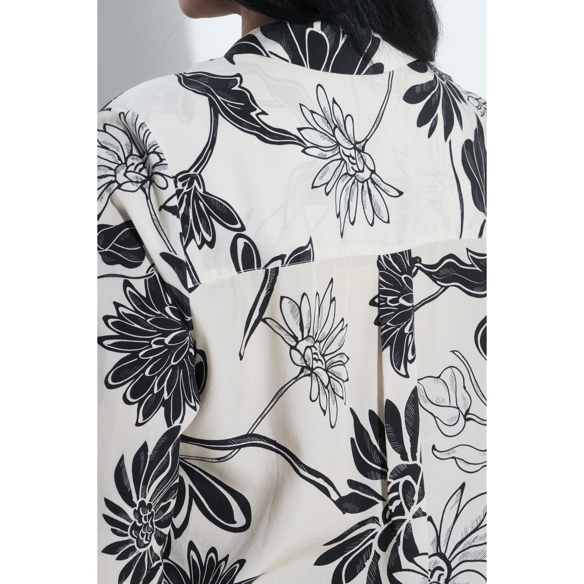Chemisier long en Lyocell, motif à fleurs gris beige, ULLA POPKEN