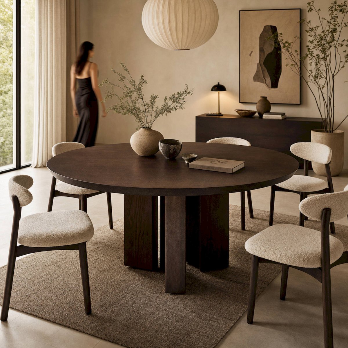 Table à manger ronde collection VACIO marron, RECOLLECTION